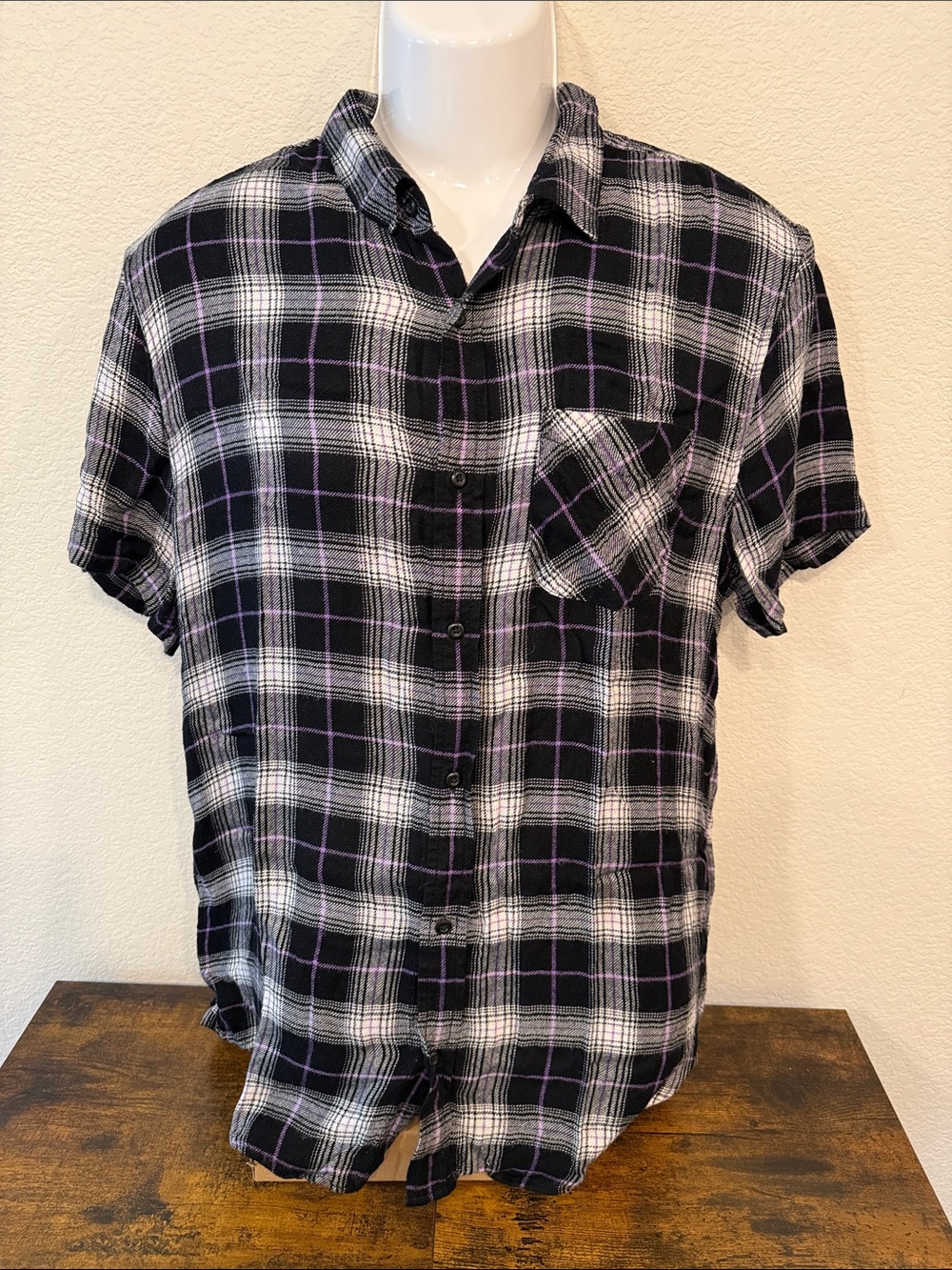 The Rail Black and White Checkered Men's Soft 100% Rayon Shirt